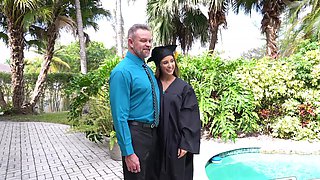 Layla & Tony's wild threesome: Brunettes sucking cock in doggy