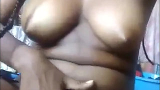 Cute black girl strokes her ass for fun