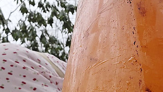 In the Snow She Dont Care in the Woods Naked No Underwear