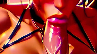 (4K) AI 3D Animated Porn – Goth Latina Baddie Worships Big White Cock (Interracial ASMR) - AI Visuals X