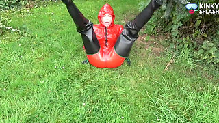 Shiny Pvc Rain Suit Garden Tease