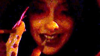 Brunette solo darling masturbating at home
