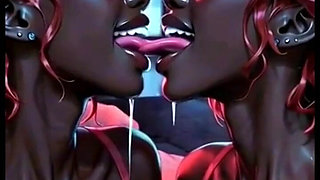 Beautiful Lesbians Tongue and Kiss Fetish, Ai Animation