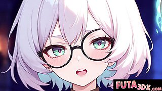 Purple Haired Futa Gets Stuck and Doggystyled by a Big Cock