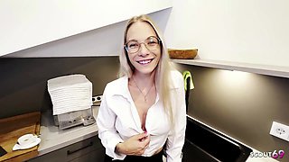 German slender blond glasses Nubile lure to Rapid POINT OF VIEW Assfucking Internal cumshot Nail at kitchen