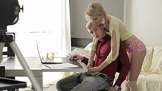 Inked Blonde Seduces & Screws Her Handsome Boss