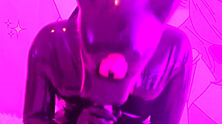 Latex Doll Fucks Her Mouth with a Huge Tentacule