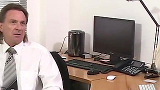 Pretty blonde applies for the job and gets the boss fucked and sucked