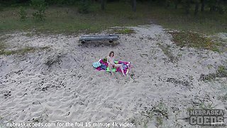 Risky Public Masturbating on a Beach with Drone