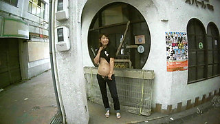 Japan Walking with Her Ass Out Outdoors