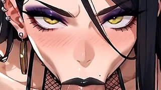 Anime Ai Deepthroat with Cum Inside the Mouth