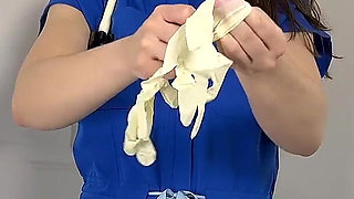 Strip to Apply Lotion with Latex Exam Gloves
