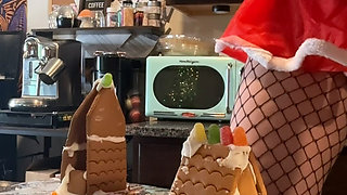 73 Giantess in 8-inch Heels Decorates a Gingerbread Village