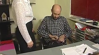 Old Slut Sucks A Huge Cock Then Rides It Hard In The Office