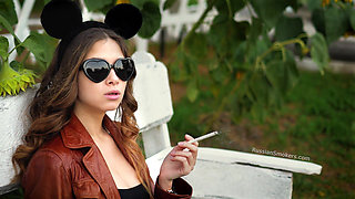 Sensual Russian Angel Smoking Cigarette in Sunlight