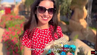 Katty West Gives Flowers and Poems to Brunette Beauty Before Outdoor Blowjob