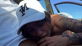 Babe Insists Andrew Oster Pulls Car Over for Roadside Blowjob