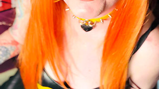 Hot Ginger Beauty, Tina Snua, Smoking A Cigarette In A Leather Dress - Snap Inhales OMI OME Drifting Cough