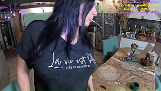 Satin Seduction on a Wooden Bench - Smoking, Masturbation & Two Cumshots on My Dress