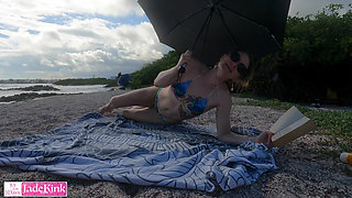 Amateur Couple Vacation Public Beach Flashing Tits and Sex