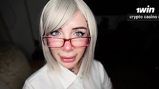 The tech-savvy nerd doll turns into a super-naughty nympho