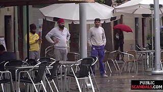 Sub Latina outdoor whipped in public by her kinky domina