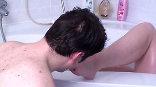 Licking Her Feet in the Tub