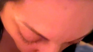 Wife Gives Full Oral Service - She Worships His Big Cock and Balls Until He Shoots Between Her Soft Breasts