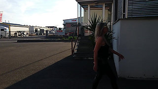 Granny Walking Outside in Black Leggins