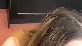 A Young Saggy-titted Girl Giving Head and Rides a Fat Older Man's Cock