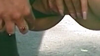 Determined Blonde Peeing Outdoor