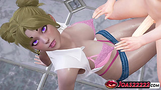 Animation of Wet Blonde Girl Lexi in White Socks Close-up Intense Pussy Licking Until Wet, and Fingering Her Tight Pussy