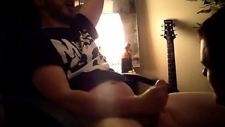 Big-Cock Twink Helps Buddy in Dorm with Late-Night Blowjob