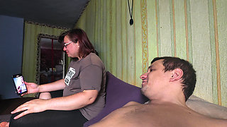 Close up 4K Amateur Girlfriend Blowjob Curvy Brunette with Glasses Sucks and Strokes Cock