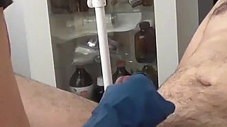 Fetish Nurse Give Patiant Prostata Handjob and Get Licked on Medical Chai