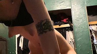 Small tit GF gives POV blowjob on my denim