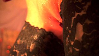 Solo girl masturbates with double dong No anal