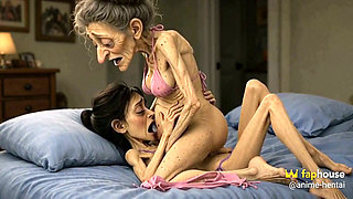 Old Woman Rubs Her Pussy on a Young Woman