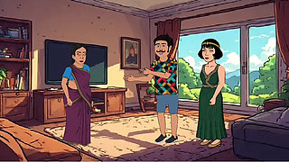 Indian bhabhi and wife threesome sex