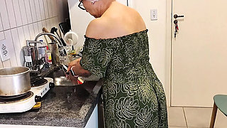 87-Year-Old Granny Gets Naughty in Kitchen with Horny Grandson