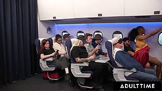 ADULT TIME - Olivia Jay Flashes Tits  Fingers Pussy On Plane! Gets Caught  Fucked Hard By Seatmate: Porn