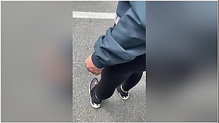 Wife In Transparent Spandex With Visible Peach Panties