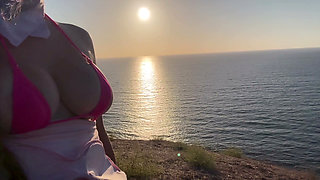 Artemisia Love sexy stroll by the beach big boobs fetish close up horny af