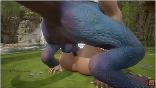 Wild Life Cute Asian Girl With Lizardman
