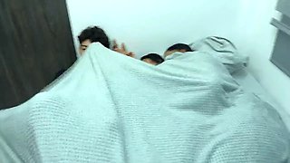 I share a hotel bed with the cuckold and my lover and we end up having the best sex of our lives.