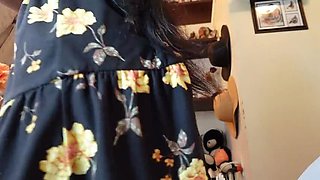 Amateur Brunette MILF Raven Willow Shows Off Her Big Ass in a Sexy Sundress Tease
