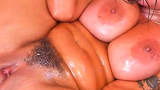 Big Natural 32G Vixen Hailey Rose’s Oiled Double Team Fuck Session