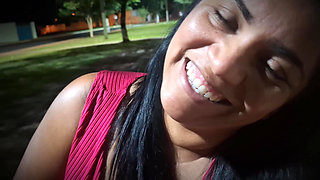 Nicoly Mattos Flashing Hairy Pussy and Big Tits in Square