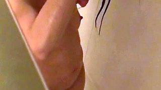 Petite BDSM  girl shaving pussy and entire shower