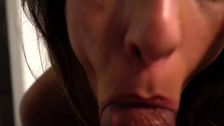 Pink labia close up of naive brunette